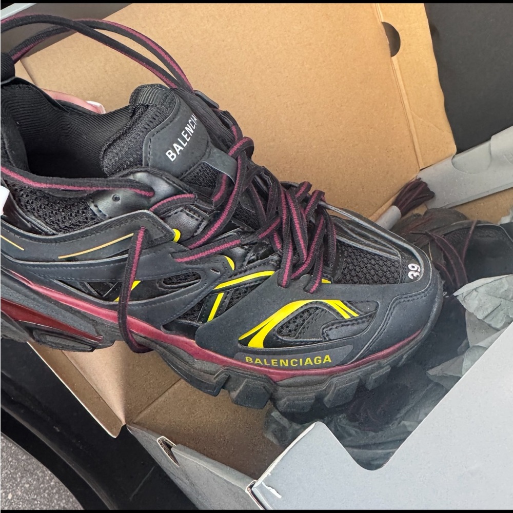 Balenciaga Black and Yellow Track Sneakers